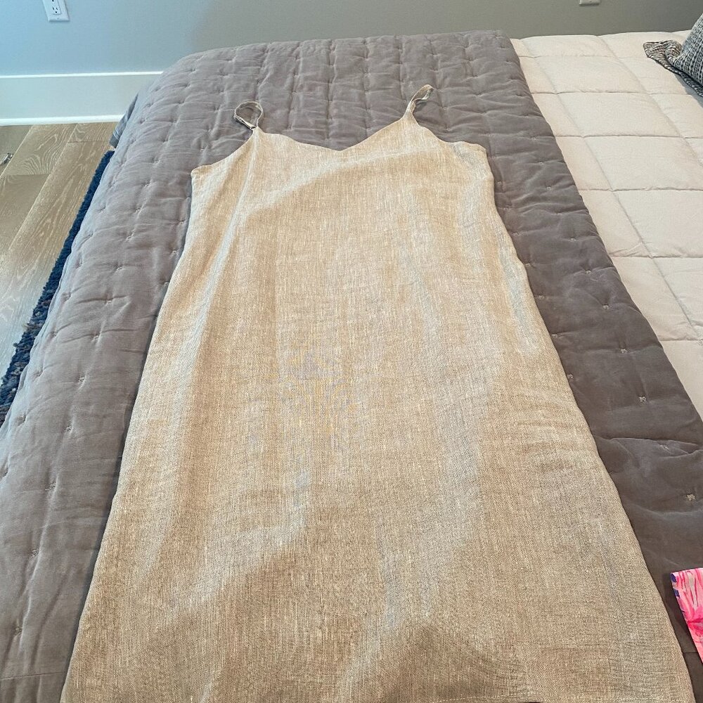 NWT Crown Linen  Spaghetti Strap Midii linen dress size Large